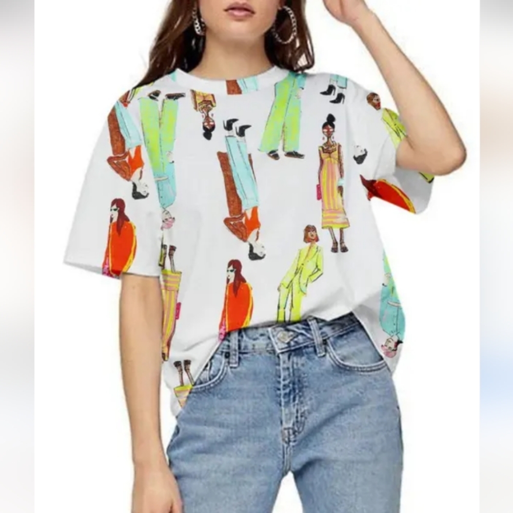 Zara Graphic Tee with Multicolor Design
